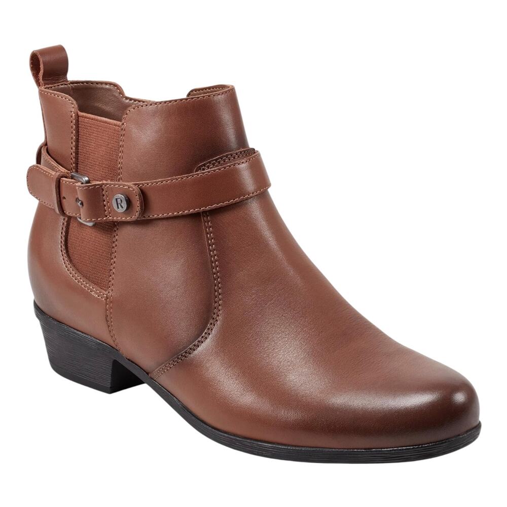 Rockport Women's Chole Leather Buckled Strap Booties Brown Size 7 1/2 W